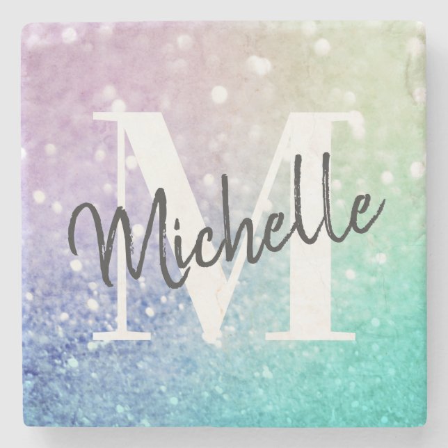 Glitter Bokeh Glamorous Elegant Stone Coaster (Front)