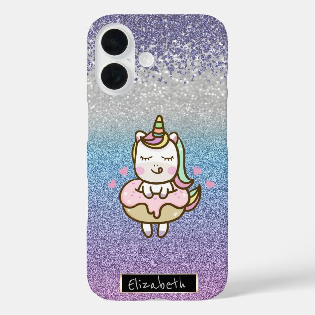 Glitter Bokeh Ombre,Violet Diamonds,Unicorn Donut Case-Mate iPhone Case (Back)