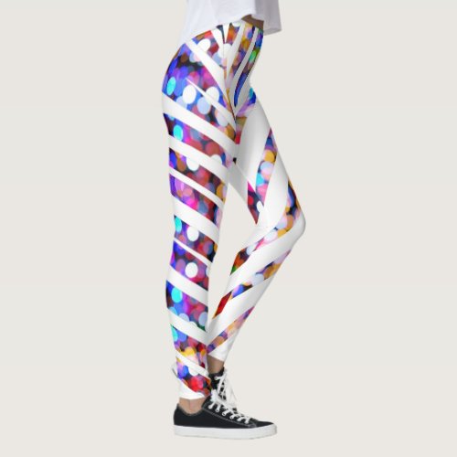 Glitter Bokeh Palm Tree Leaf Patterns Colorful Leggings