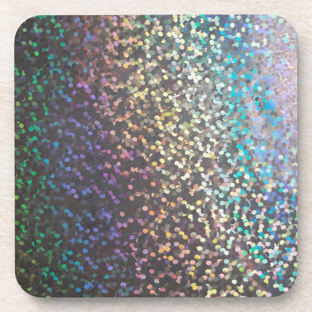 Glitter bokeh sparkle print beverage coaster (Front)
