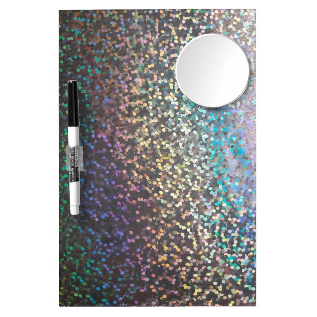 Glitter bokeh sparkle print dry erase board with mirror (Front)