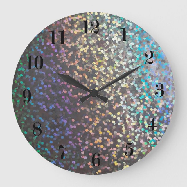 Glitter bokeh sparkle print large clock (Front)