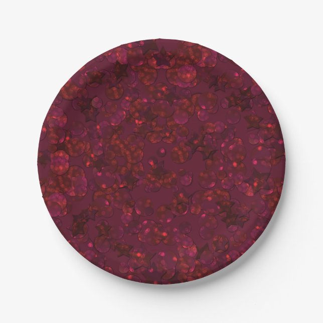 Glitter bokeh sparkle print paper plates (Front)