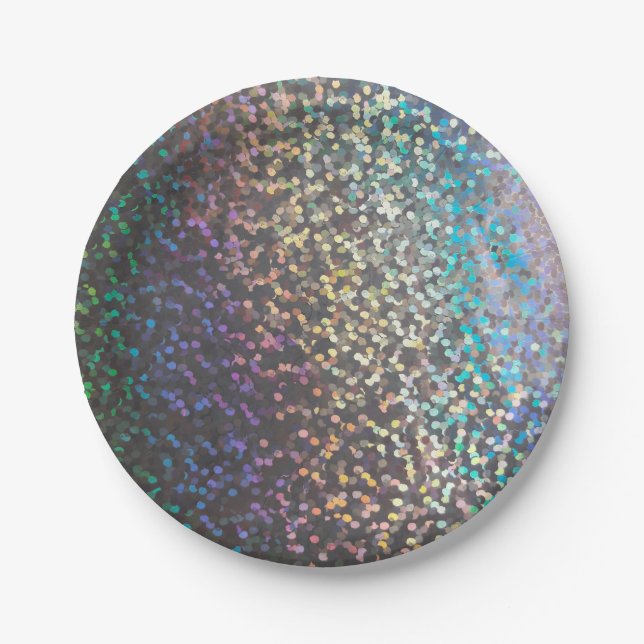Glitter bokeh sparkle print paper plates (Front)