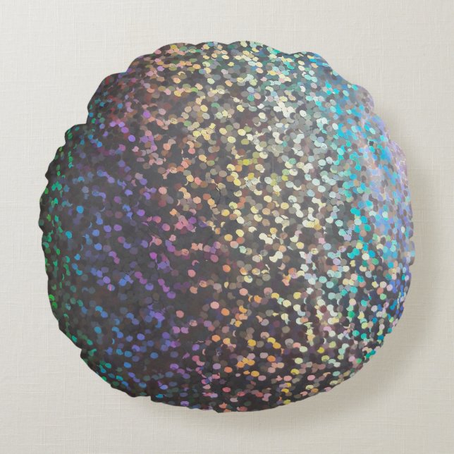 Glitter bokeh sparkle print round pillow (Front)