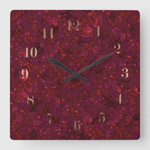 Glitter bokeh sparkle print square wall clock