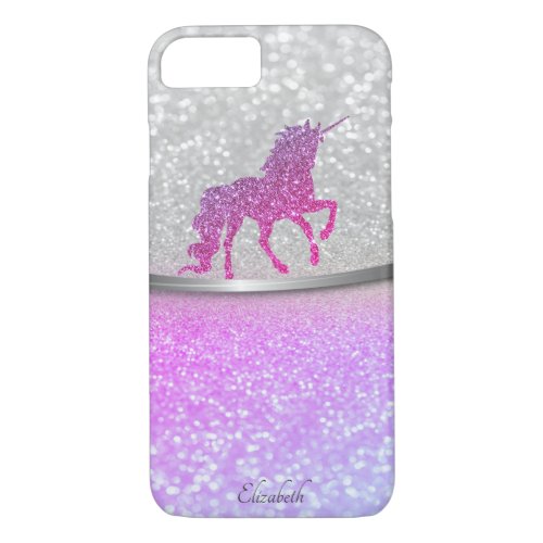 Glitter Bokeh  Unicorn iPhone 87 Case