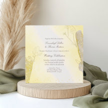 Glitter Botanical Radiant Yellow Square Wedding