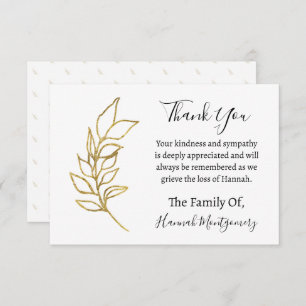 Glitter Branch Funeral Sympathy Thank You Note Card