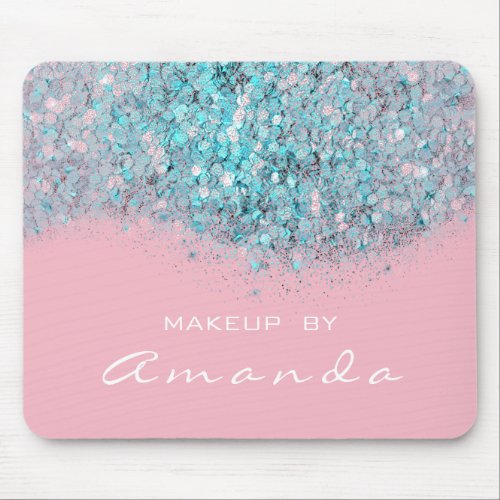 Glitter Branding Beauty Studio Makeup Blue Pink Mouse Pad