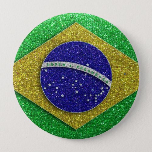 Glitter Brazilian Flag of Brazil Fashion Bling Button