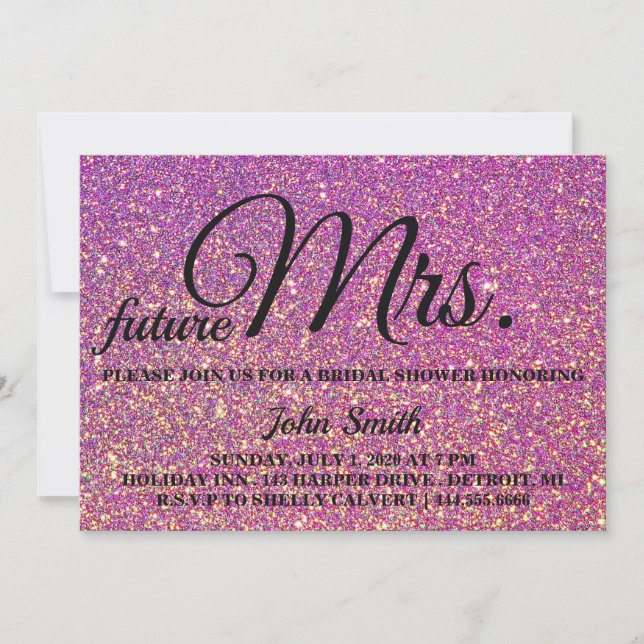 Glitter Bridal Shower future Mrs. Invitation (Front)