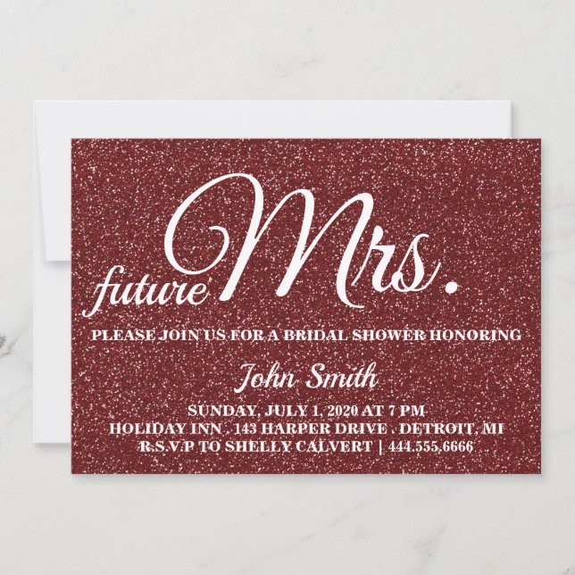 Glitter Bridal Shower future Mrs. Invitation (Front)