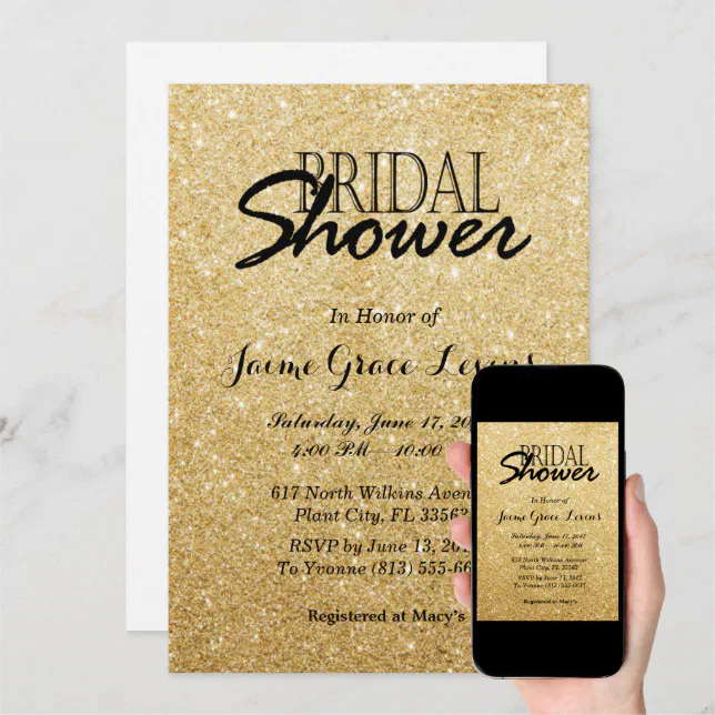 Glitter Bridal Shower Invitation Zazzle