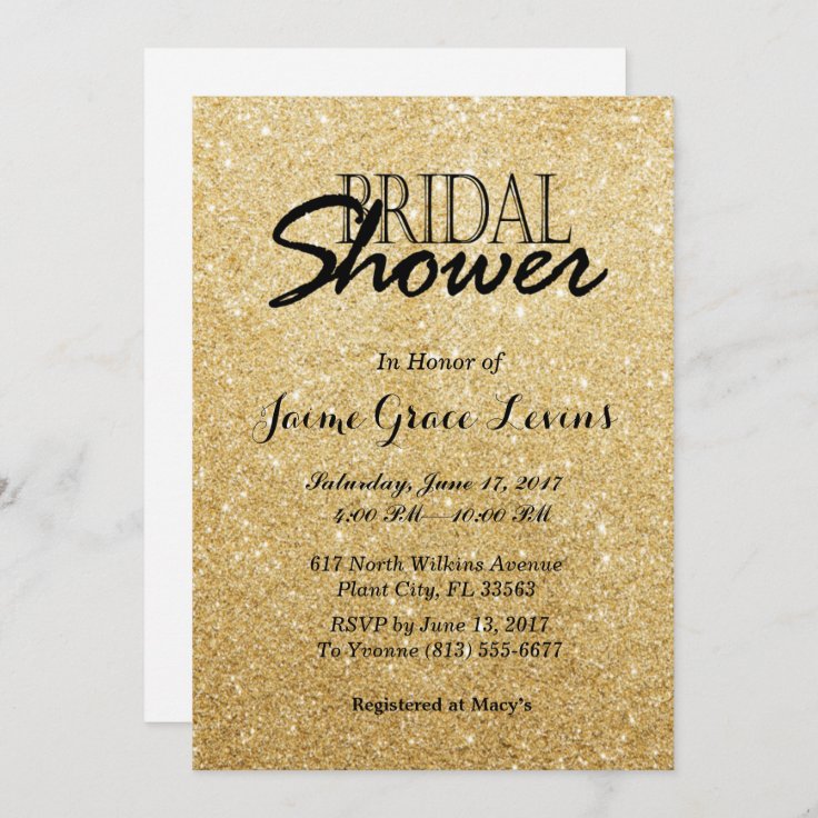 Glitter Bridal Shower Invitation Zazzle