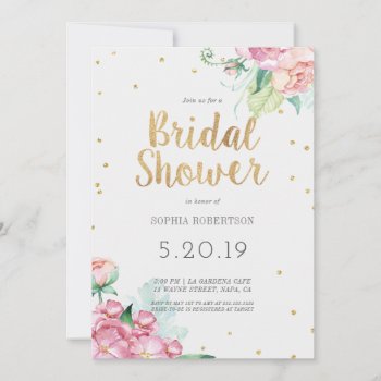 Glitter Bridal Shower Party Invitation by SimplyInvite at Zazzle