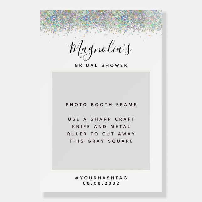 Glitter Bridal Shower Photo Booth Prop Frame  Foam Board (Front)
