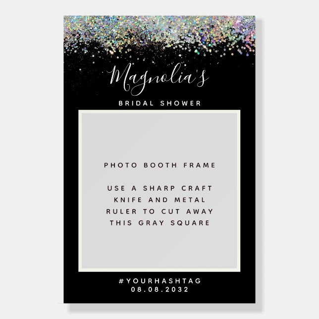 Glitter Bridal Shower Photo Booth Prop Frame Foam Board (Front)