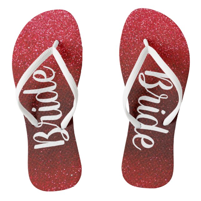 Glitter Bride Beach Wedding Summer Honeymoon Flip  Flops (Footbed)