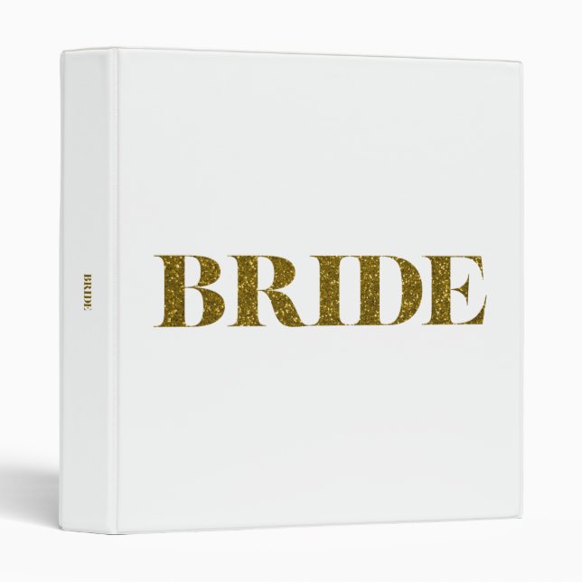 Glitter Bride Gold 3 Ring Binder (Front/Spine)