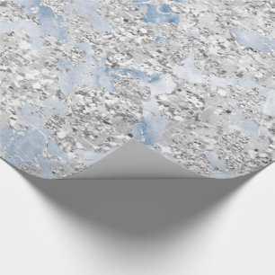 Glitter Bride Marble Gray Grey Silver Stone Blue Wrapping Paper