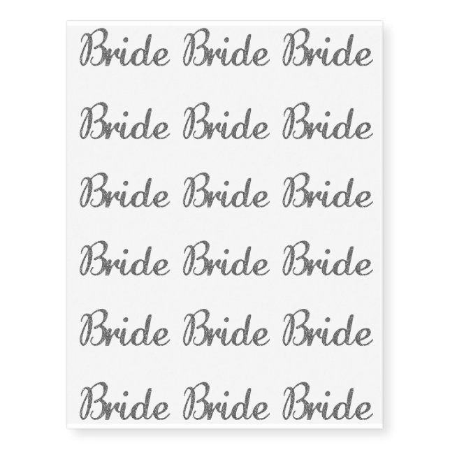 Glitter Bride Silver Temporary Tattoos (Front)