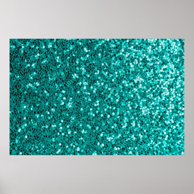 Glitter bright turquoise texture poster (Front)