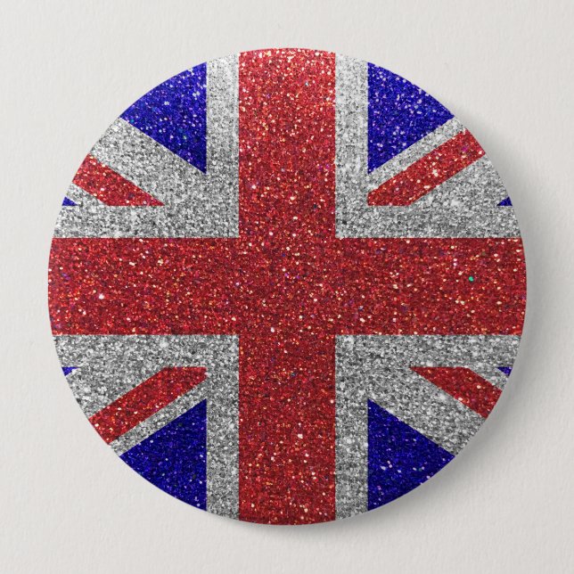 Glitter British Flag of London UK Fashion Bling Button (Front)