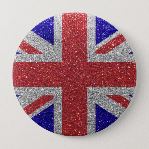 Glitter British Flag of London UK Fashion Bling Button