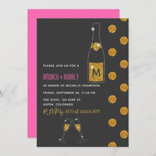 Glitter Brunch and Bubbly Bridal Shower Invitation