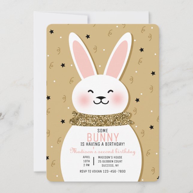 Glitter Bunny Invitation (Front)