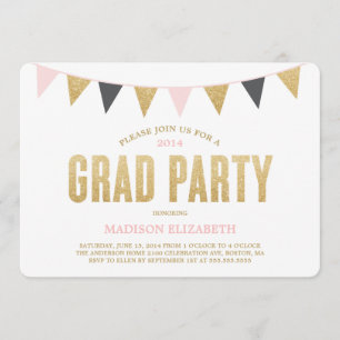 Glitter Bunting   Graduation Party Invitation