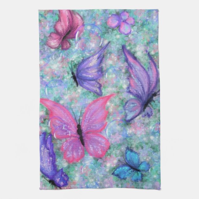 Glitter Butterflies Kitchen Towel (Vertical)