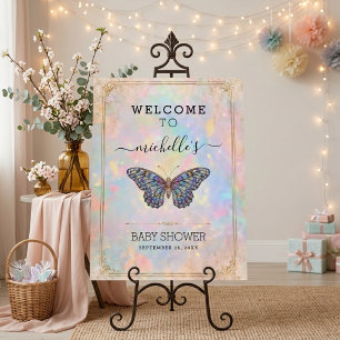 Glitter Butterfly Baby Shower Welcome Welcome Sign