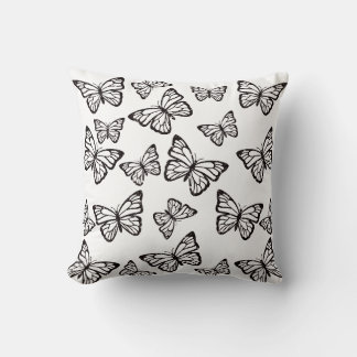 Glitter Butterfly Black and White Decor Throw Pillow