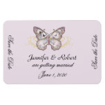 Glitter Butterfly Lavender Wedding Save The Date Magnet at Zazzle