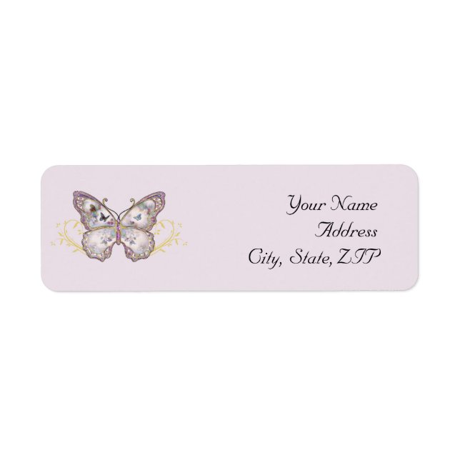 Glitter Butterfly on Lavender Label (Front)