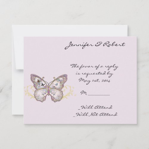 Glitter Butterfly on Lavender Response Card