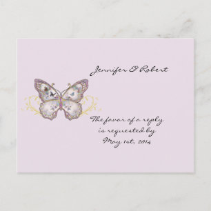 Glitter Butterfly on Lavender RSVP Postcard