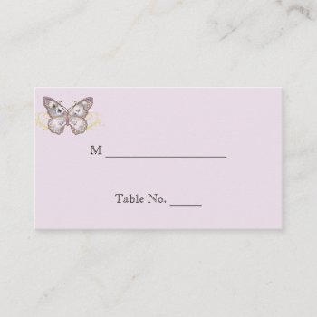 Glitter Butterfly On Lavender Wedding Place Cards by NoteableExpressions at Zazzle