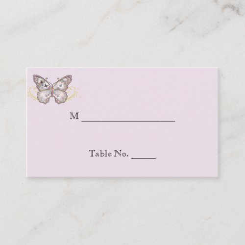 Glitter Butterfly on Lavender Wedding Place Cards