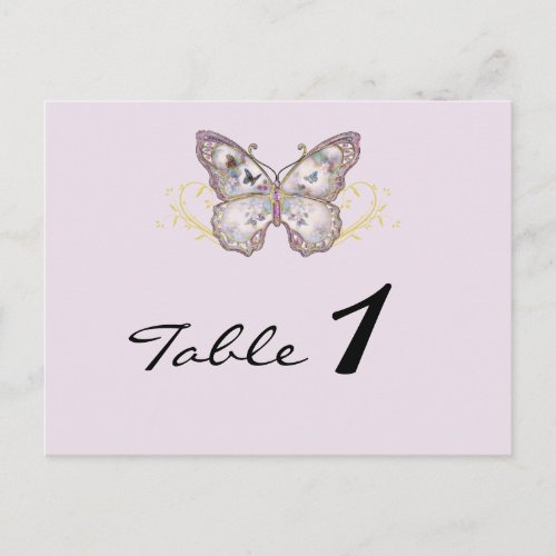 Glitter Butterfly on Lavender Wedding Table Number
