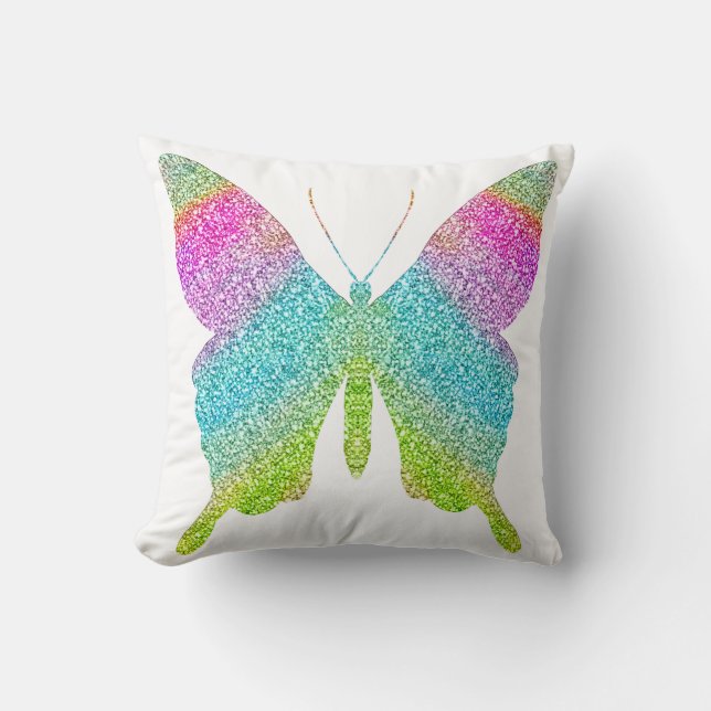 Glitter Butterfly Pillow - pick a background color (Front)