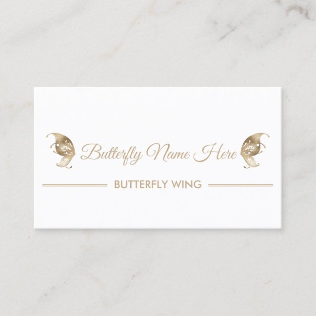 Glitter Butterfly Wings Swirl Decor Gold Business Card