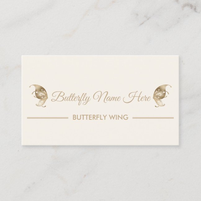 Glitter Butterfly Wings Swirl Gold Business Card