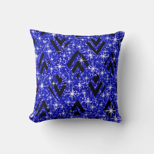 Glitter Caged Chevron Bling  cobalt blue Throw Pillow