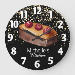 Glitter Cake Baker Pastry Chef Personalized    Large Clock