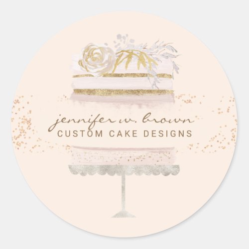 Glitter Cake Bakery Patisserie Cream Classic Round Sticker