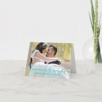 Glitter Calligraphy Wedding Photo Thank You Card by epclarke at Zazzle