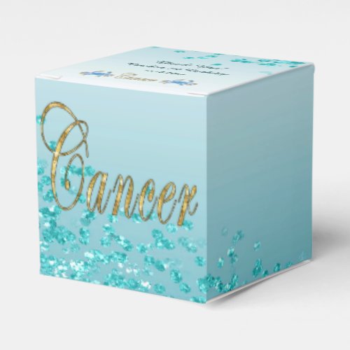 Glitter Cancer  Teal Blue Glitter Birthday Favor Boxes